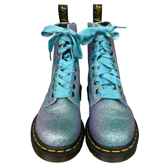 Dr. Martens 1460 Pascal Glitter Boots Blue Size 5 US Ladies - Picture 2 of 10